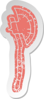 distressed old cartoon sticker of a medievil axe png