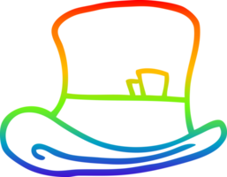 rainbow gradient line drawing of a cartoon top hat png