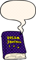 cartoon dream journal with speech bubble in comic book style png