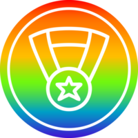 medalla premio circular icono con arco iris degradado terminar png