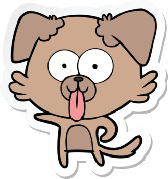 Aufkleber eines Comic-Hundes mit herausgestreckter Zunge png