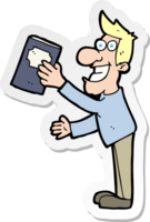 sticker of a cartoon man with book png