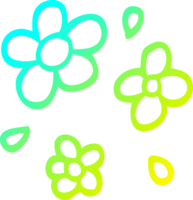 cold gradient line drawing of a cartoon decorative flowers png