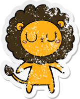 distressed sticker of a cartoon lion png