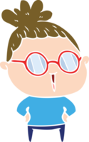 flat color style cartoon woman wearing spectacles png