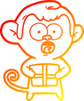 calentar degradado línea dibujo de un dibujos animados conmocionado mono png
