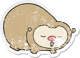 distressed sticker of a cartoon wombat png