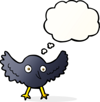 cartone animato corvo con pensato bolla png