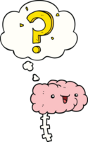 cartoon curious brain with thought bubble png