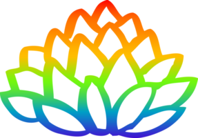 rainbow gradient line drawing of a cartoon flowering lotus png