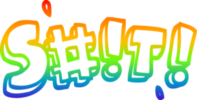 rainbow gradient line drawing of a cartoon swear word png