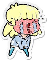 distressed sticker of a cartoon woman png