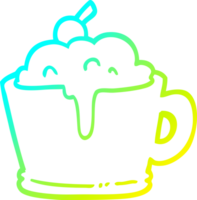 cold gradient line drawing of a cartoon fancy mocha coffee png