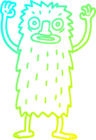cold gradient line drawing of a cartoon yeti monster png