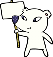 lindo oso polar de dibujos animados con signo de protesta png