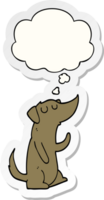 dibujos animados perro con pensamiento burbuja como un impreso pegatina png