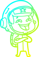 cold gradient line drawing of a cartoon laughing astronaut png