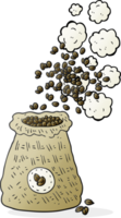 drawn cartoon bag of coffee beans png