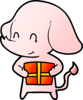 süßer Cartoon-Elefant mit Geschenk png