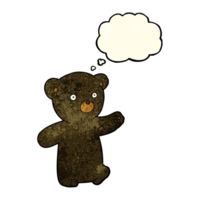 cartoon black bear cub with thought bubble png