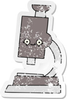 distressed sticker of a cute cartoon microscope png