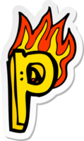 sticker of a cartoon flaming letter png