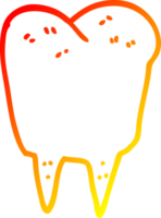 warm gradient line drawing of a cartoon tooth png