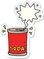 cartoon soda can with speech bubble sticker png