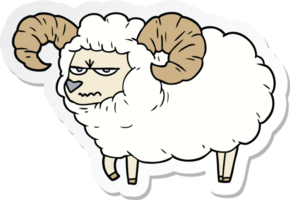 sticker of a cartoon angry ram png