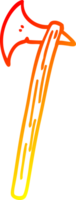 warm gradient line drawing of a cartoon golden large axe png