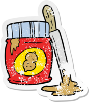 distressed sticker of a cartoon peanut butter png