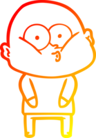 warm gradient line drawing of a cartoon bald man staring png