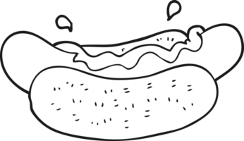 drawn black and white cartoon hotdog png