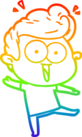 rainbow gradient line drawing of a cartoon excited man png