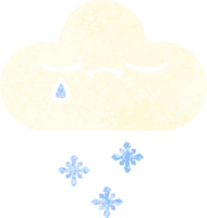 retro illustration style cartoon of a snow cloud png