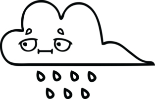 linha desenhando desenho animado do uma tempestade chuva nuvem png