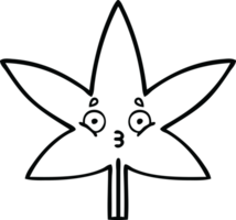 ligne dessin dessin animé de une marijuana feuille png