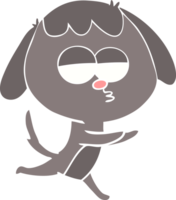 flat color style cartoon bored dog running png