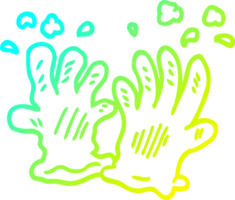 cold gradient line drawing of a cartoon garden gloves png
