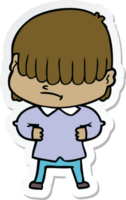 sticker of a cartoon boy with untidy hair png