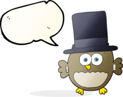 drawn speech bubble cartoon owl in top hat png