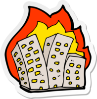 pegatina de una caricatura de edificios en llamas png