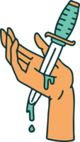 iconic tattoo style image of a dagger in the hand png