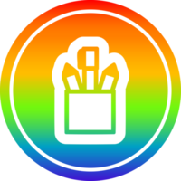 potlood pot circulaire icoon met regenboog helling af hebben png