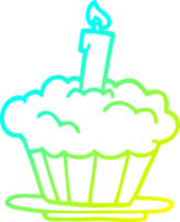 cold gradient line drawing of a cartoon birthday cake png