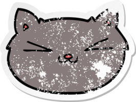 distressed sticker of a happy cartoon cat png