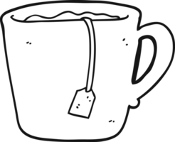 drawn black and white cartoon mug of tea png