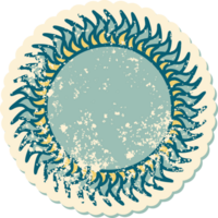 iconic distressed sticker tattoo style image of a sun png