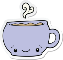 sticker of a cartoon hot cup of coffee png