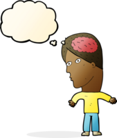 cartoon man with brain symbol with thought bubble png